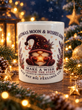 Christmas Moon & Wishes Gonk Mug surrounded by festive lights and pine branches
