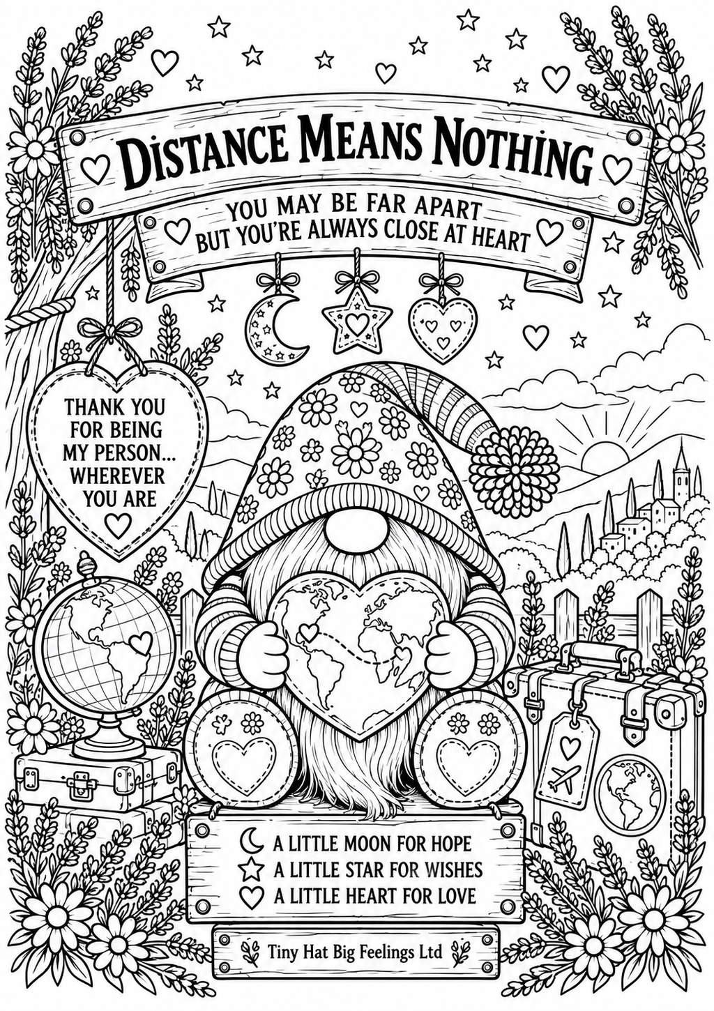 Distance Means Nothing Colouring Page